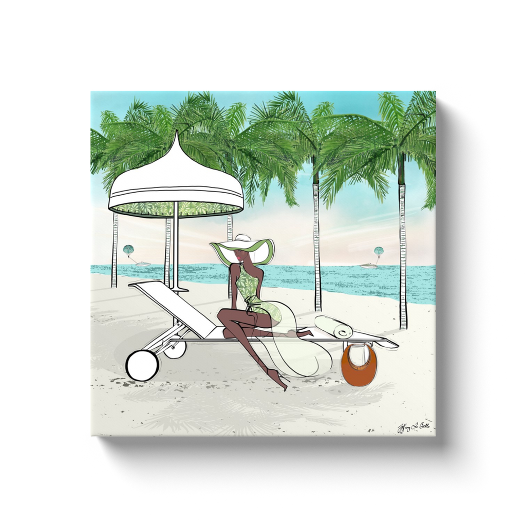 Palm Tree Beach - Illustration - Canvas Gallery Print - Unframed or Framed - Tiffany La Belle
