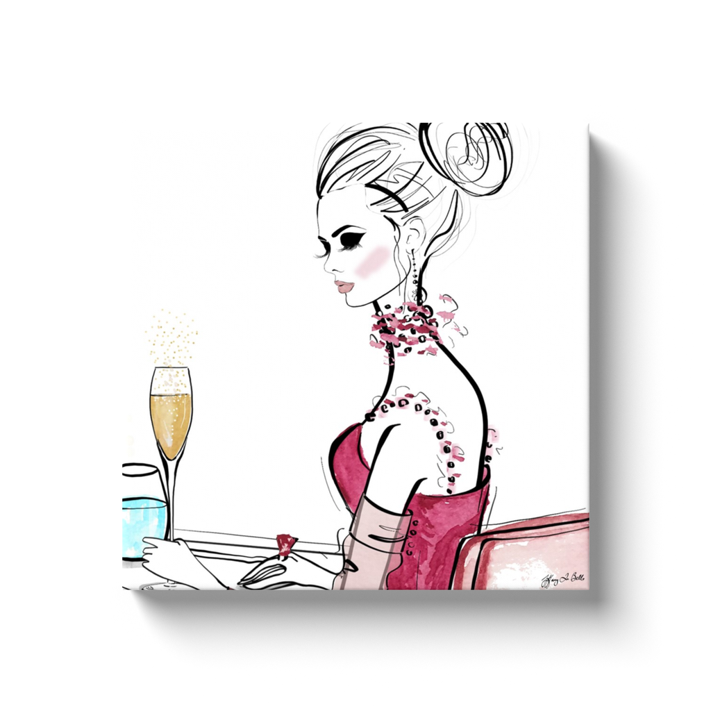 A Champagne Moment - Illustration - Canvas Gallery Print - Unframed or Framed - Tiffany La Belle