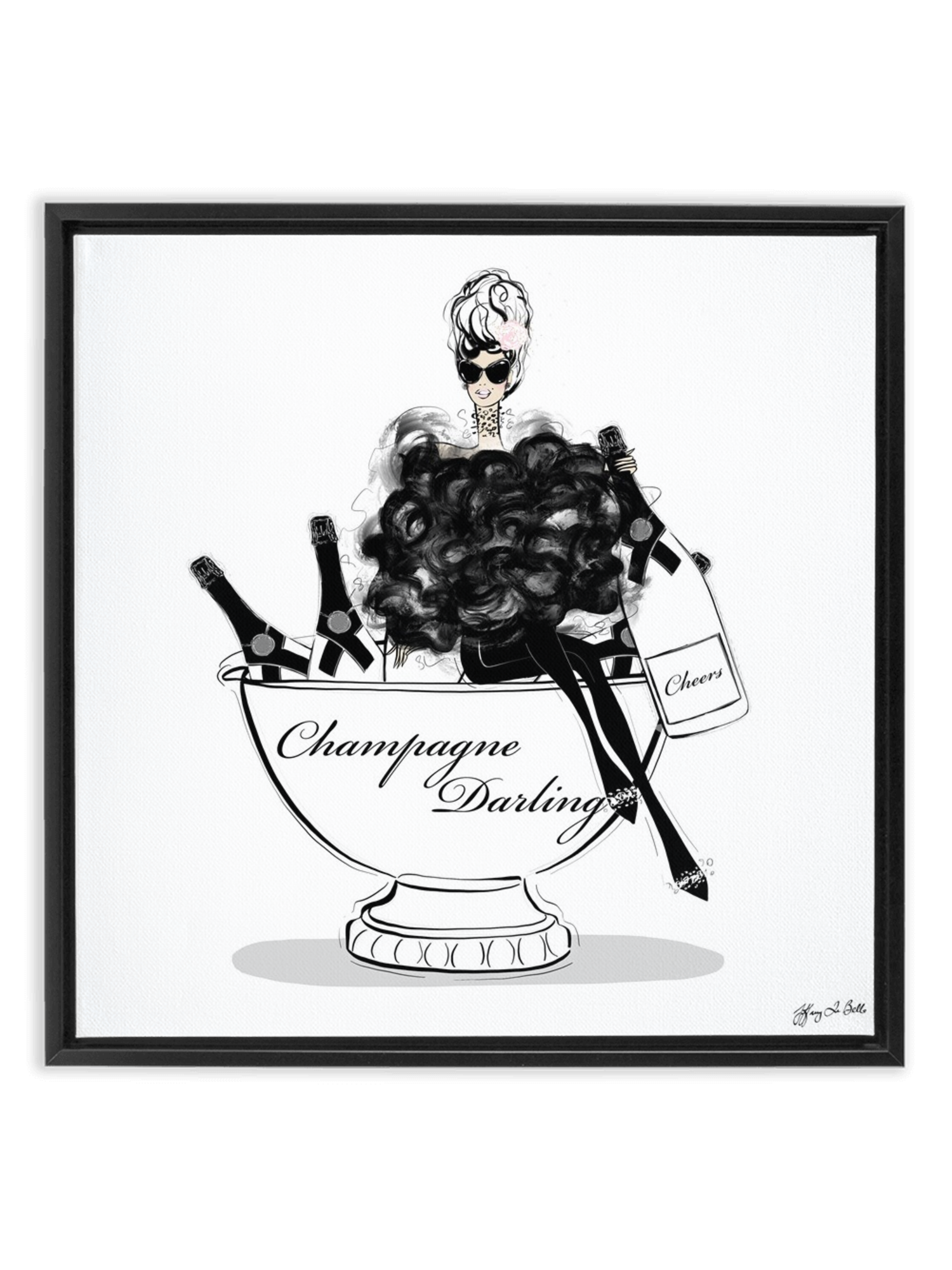 Champagne Darling - Illustration - Canvas Gallery Print - Unframed or Framed - Tiffany La Belle
