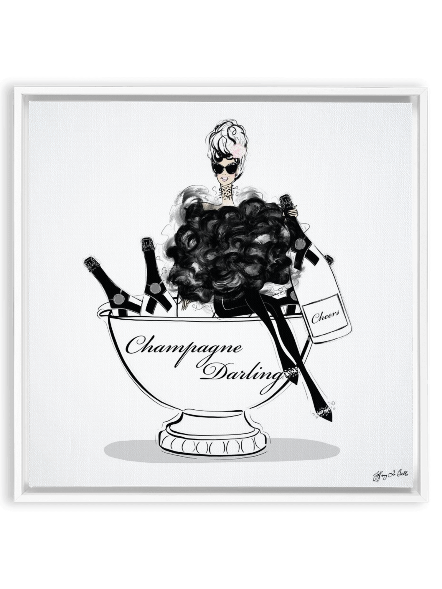 Champagne Darling - Illustration - Canvas Gallery Print - Unframed