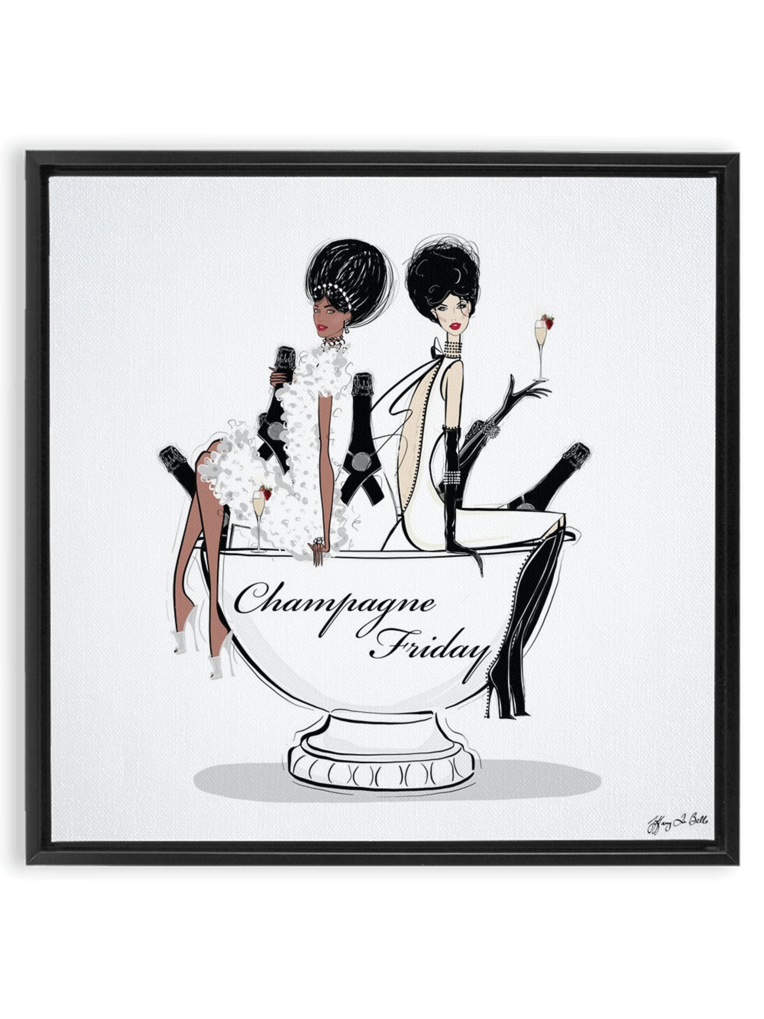 Champagne Friday - Illustration - Canvas Gallery Print - Unframed or Framed - Tiffany La Belle