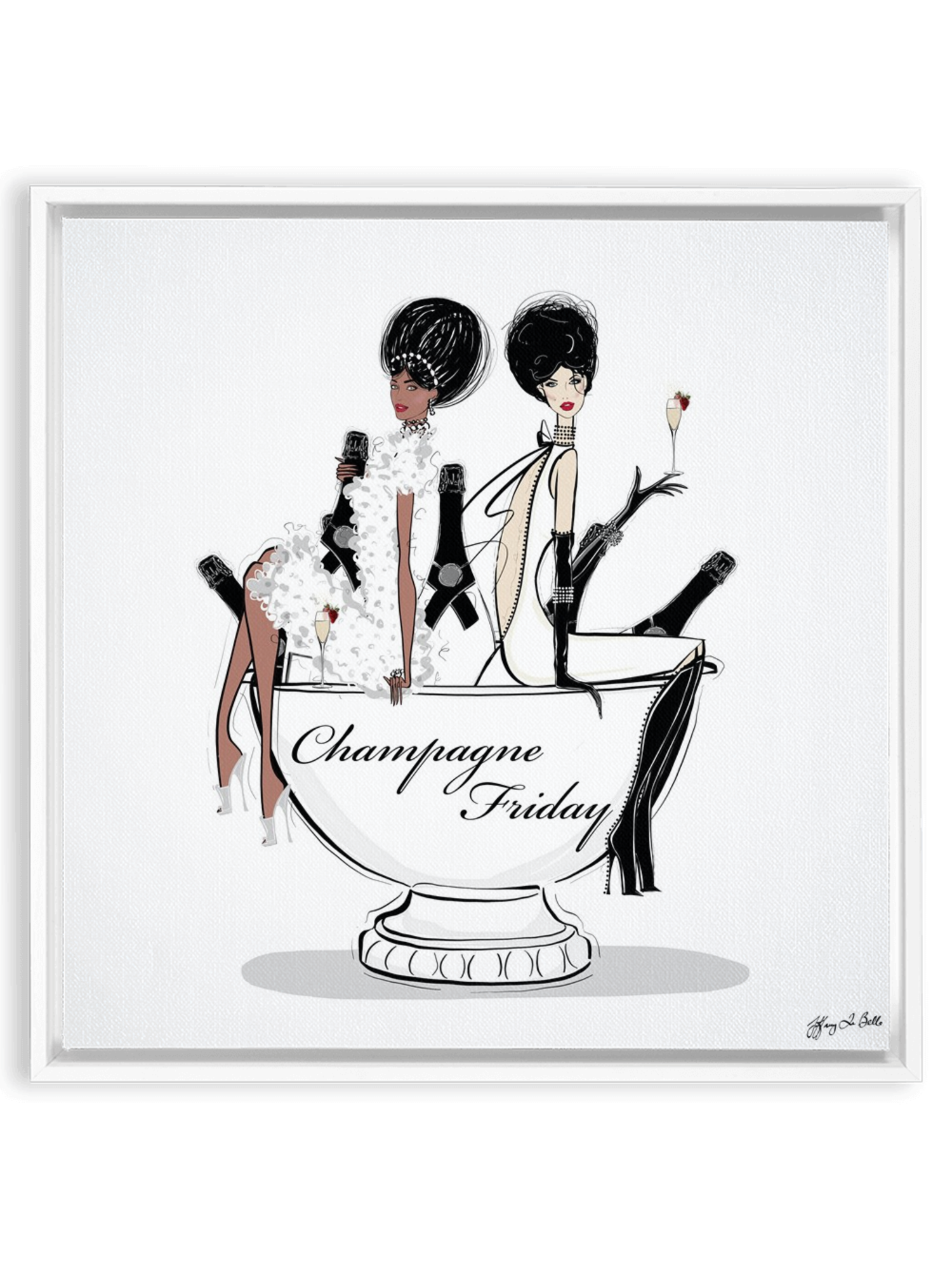 Champagne Friday - Illustration - Canvas Gallery Print - Unframed or Framed - Tiffany La Belle