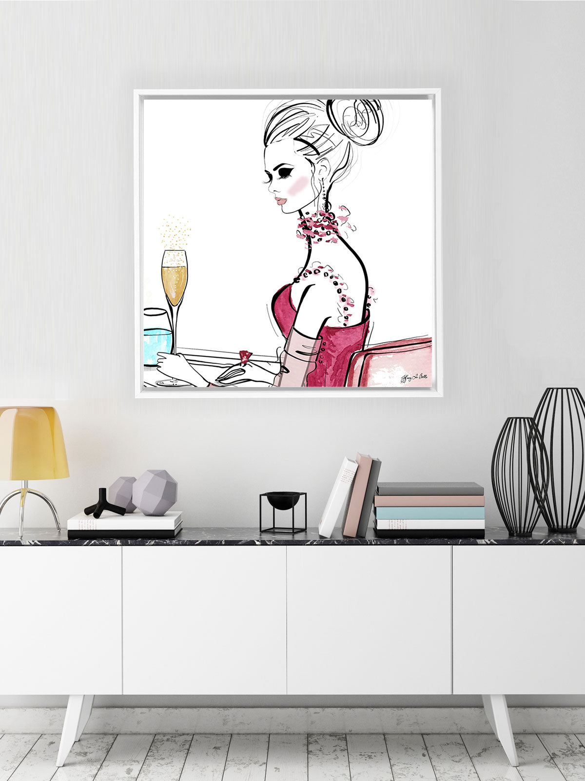 A Champagne Moment - Illustration - Canvas Gallery Print - Unframed or Framed - Tiffany La Belle