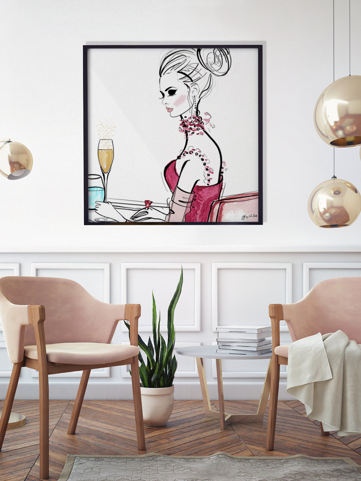 A Champagne Moment - Illustration - Limited Edition Print - Tiffany La Belle
