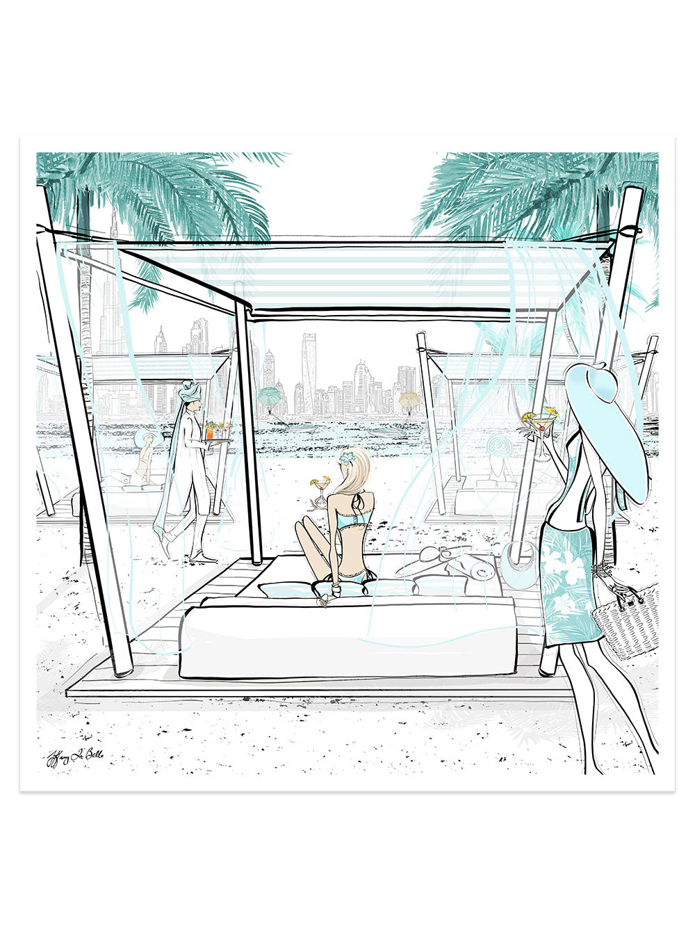 Beach Life Dubai - Illustration - Limited Edition Print - Tiffany La Belle