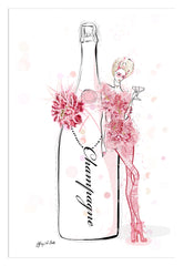Champagne Bubbles in Elie Saab Floral - Illustration - Limited Edition Print - Tiffany La Belle