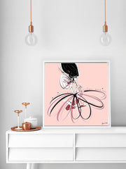 For the Love of Pearls in Pink - Illustration - Canvas Gallery Print - Unframed or Framed - Tiffany La Belle