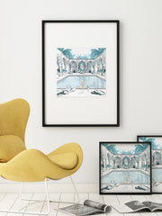 Moroccan Pool Time Blue - Illustration - Limited Edition Print - Tiffany La Belle