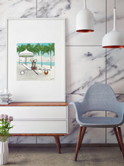 Palm Tree Beach - Illustration - Limited Edition Print - Tiffany La Belle