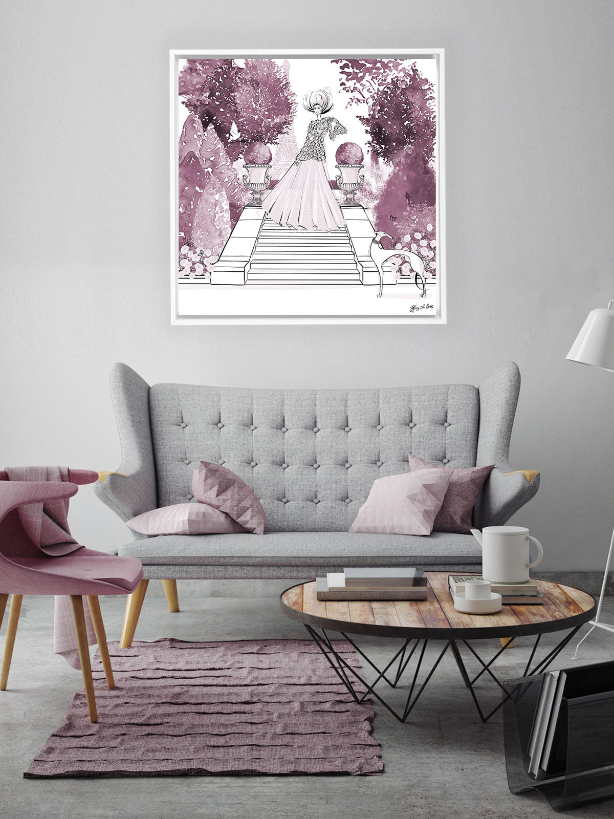 Parisienne Mulberry Garden - Illustration - Canvas Gallery Print - Unframed or Framed - Tiffany La Belle